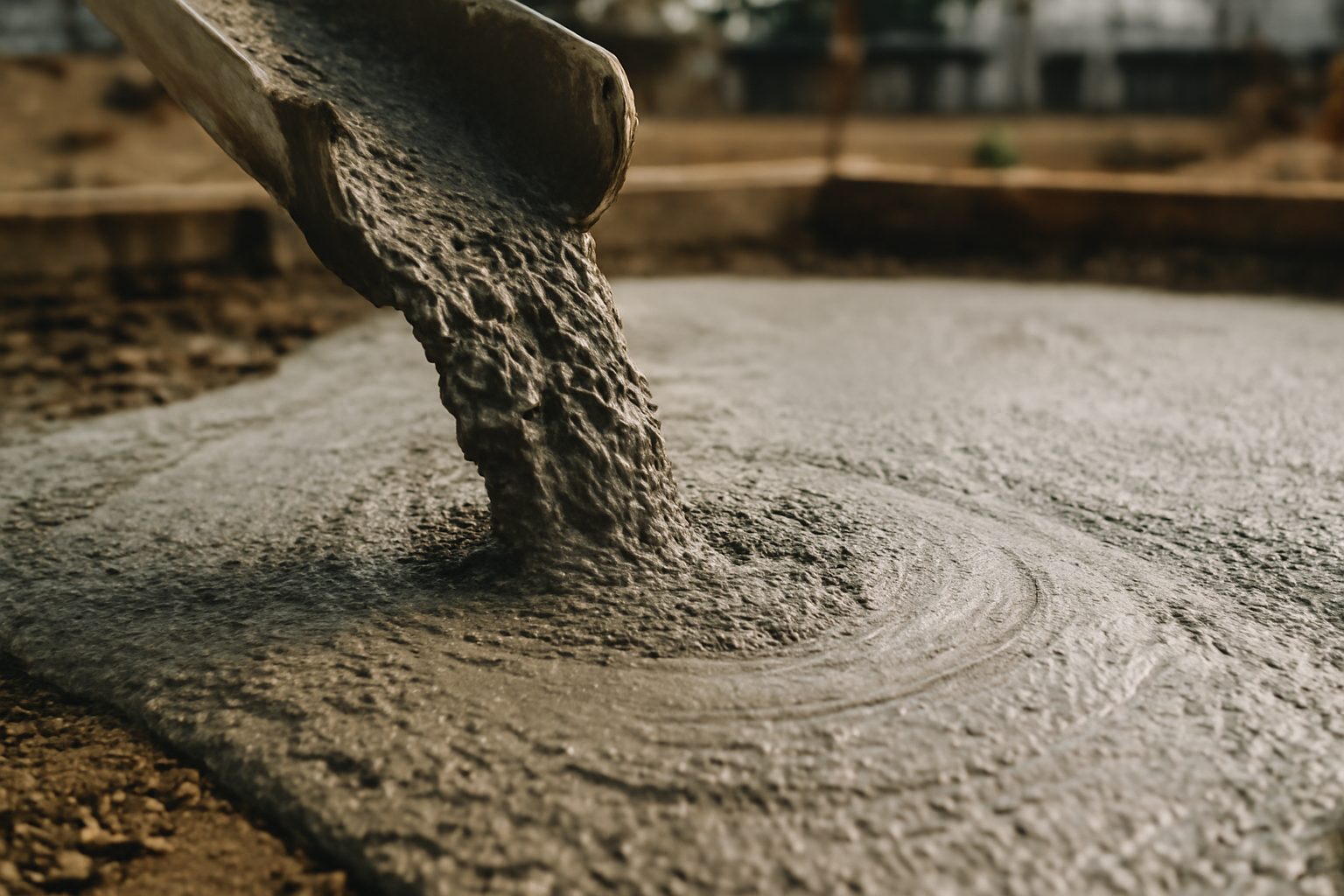 Surface lissée de béton prêt à l'emploi pour dalles et fondations — finition professionnelle