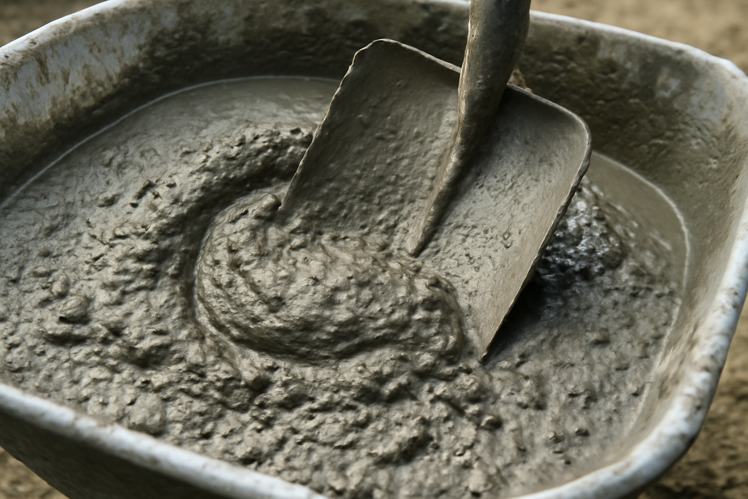 Béton mélangé en bétonnière pour fondations, murs et réparations — qualité professionnelle