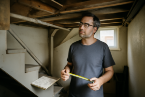 Aménagement sous escalier sur mesure avec rangements intégrés et bibliothèque compacte pour optimiser le gain de place