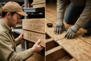 Panneaux OSB pour plancher posés sur solives — surface résistante et stable pour construction